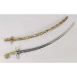 A REPRODUCTION MIDDLE-EASTERN MAMELUKE STYLE SWORD, 89cm long.