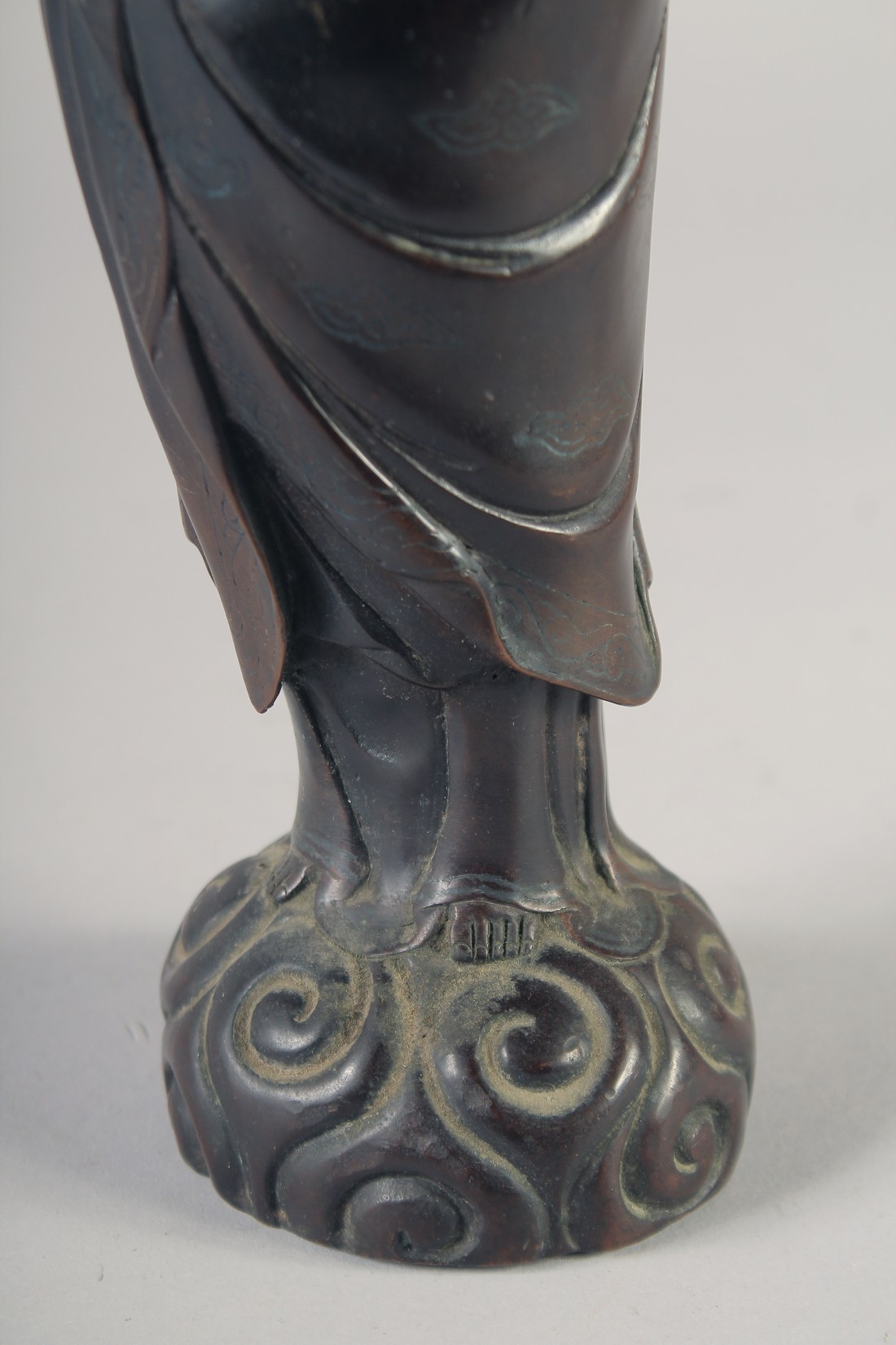 A CHINESE BRONZE FIGURE OF GUANYAN, bearing character mark, 32cm high. - Image 7 of 8