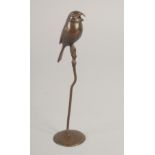 A BRONZE OKIMONO OF A BIRD, 16cm high.