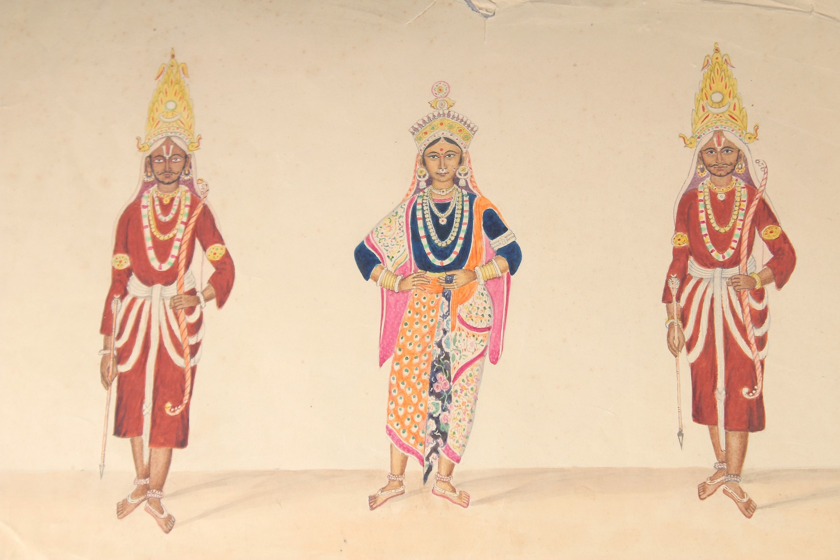 A VERY FINE SET OF FIVE EARLY 19TH CENTURY INDIAN WATERCOLOUR PAINTINGS OF HINDU DEITIES, largest - Image 4 of 5