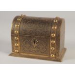 A FINE 19TH CENTURY INDIAN KASHMIRI GOLD INLAID CASKET, with hinged lid and lock, (no key), 16.5cm x