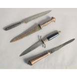 A 19TH CENTURY INDIAN DAGGER, together with two European daggers, one with rhino horn handle, and an