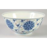 A CHINESE DOUCAI PORCELAIN BOWL, painted with lotus, Guangxu mark to base, 16.5cm diameter.