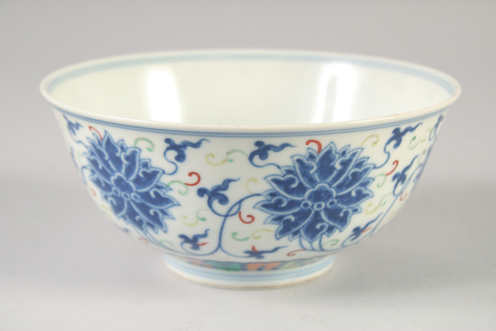 A CHINESE DOUCAI PORCELAIN BOWL, painted with lotus, Guangxu mark to base, 16.5cm diameter. - Image 2 of 7