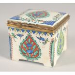 A 19TH CENTURY FRENCH SAMSON KUTAHYA STYLE PORCELAIN INKWELL, with polychrome floral motifs and