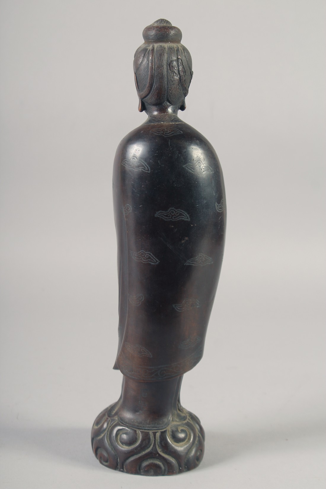 A CHINESE BRONZE FIGURE OF GUANYAN, bearing character mark, 32cm high. - Image 3 of 8