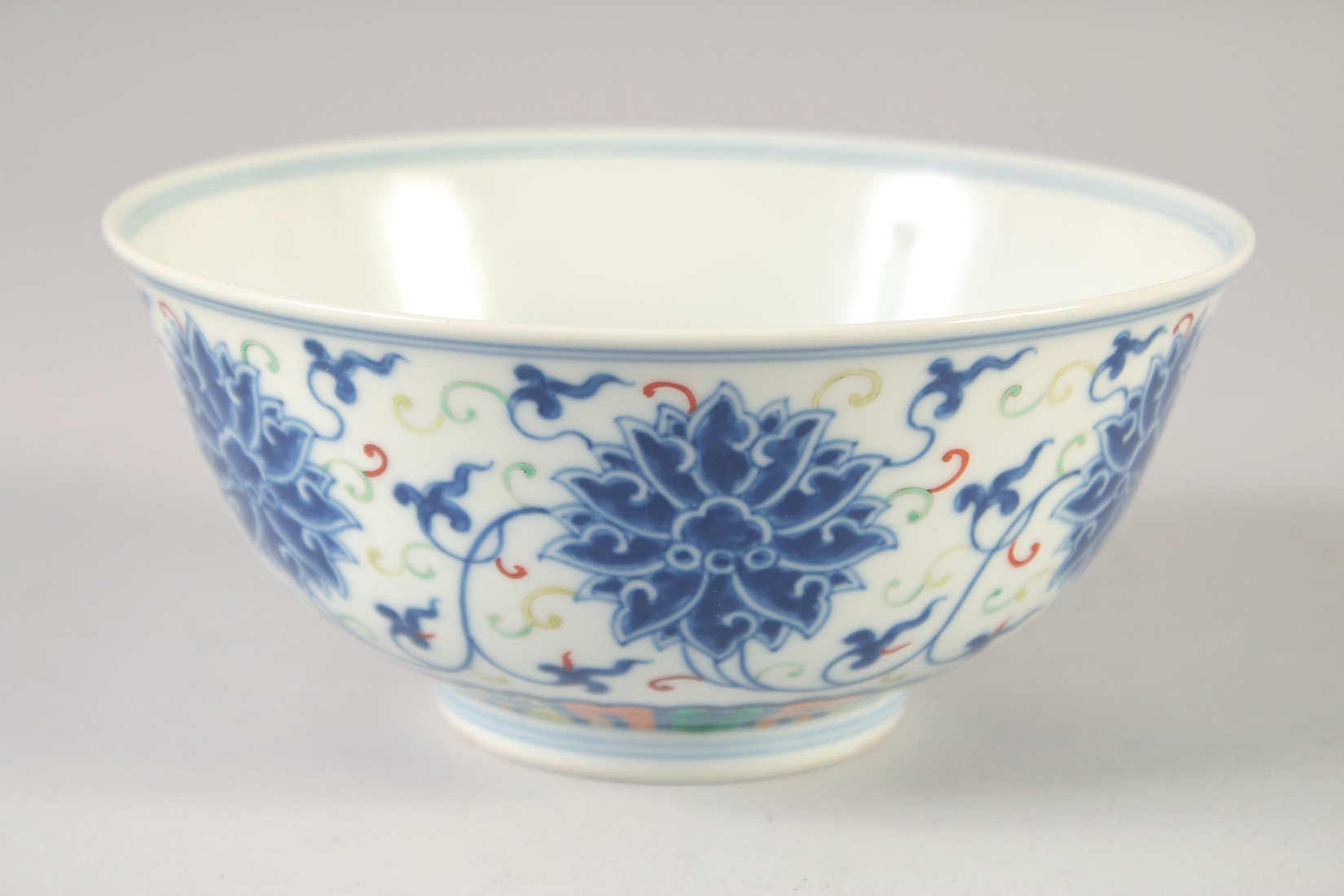 A CHINESE DOUCAI PORCELAIN BOWL, painted with lotus, Guangxu mark to base, 16.5cm diameter. - Image 3 of 7