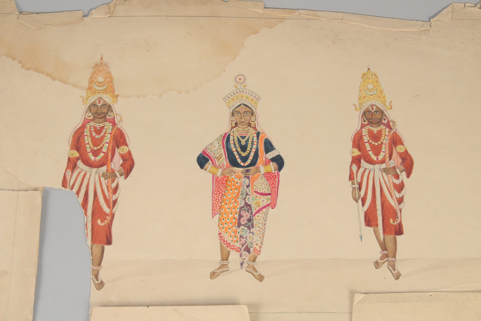 A VERY FINE SET OF FIVE EARLY 19TH CENTURY INDIAN WATERCOLOUR PAINTINGS OF HINDU DEITIES, largest - Image 3 of 5