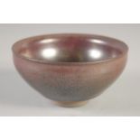 A CHINESE HARE'S FUR GLAZE POTTERY BOWL, 10.5cm diameter.