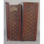 TWO 19TH-20TH CENTURY NORTH AFRICAN MOROCCAN PAINTED WOODEN PANELS, 83cm x 31cm and 81cm x 31cm.