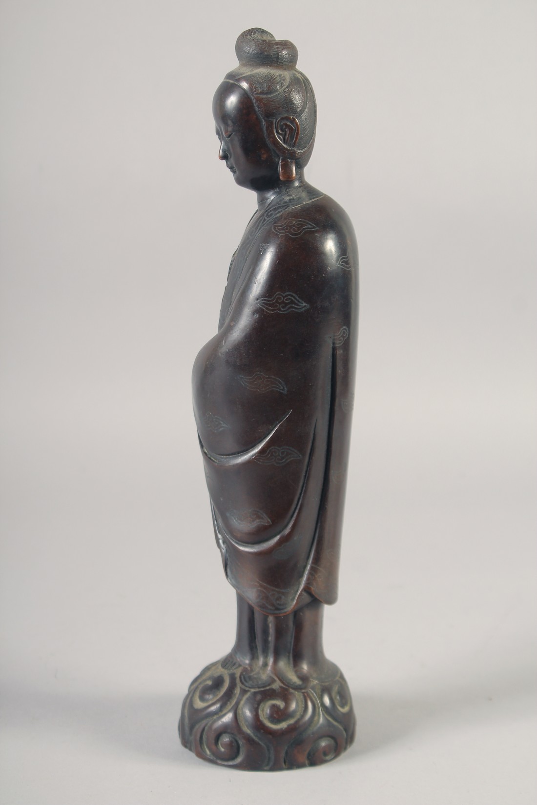 A CHINESE BRONZE FIGURE OF GUANYAN, bearing character mark, 32cm high. - Image 4 of 8
