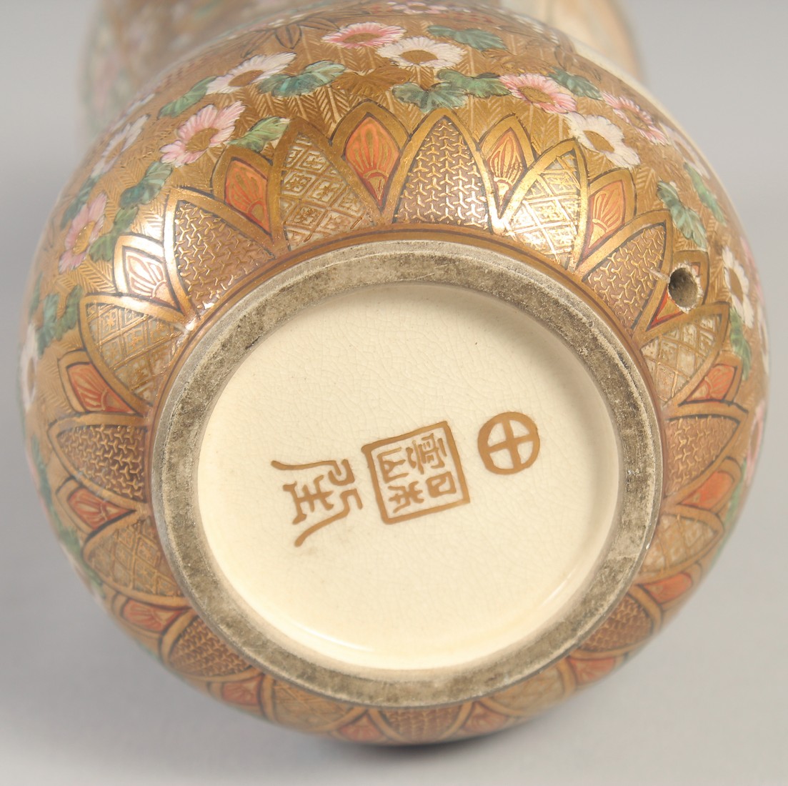 A JAPANESE SATSUMA BOTTLE / VASE, decorated with panels of figures and further embellished with fine - Image 6 of 6