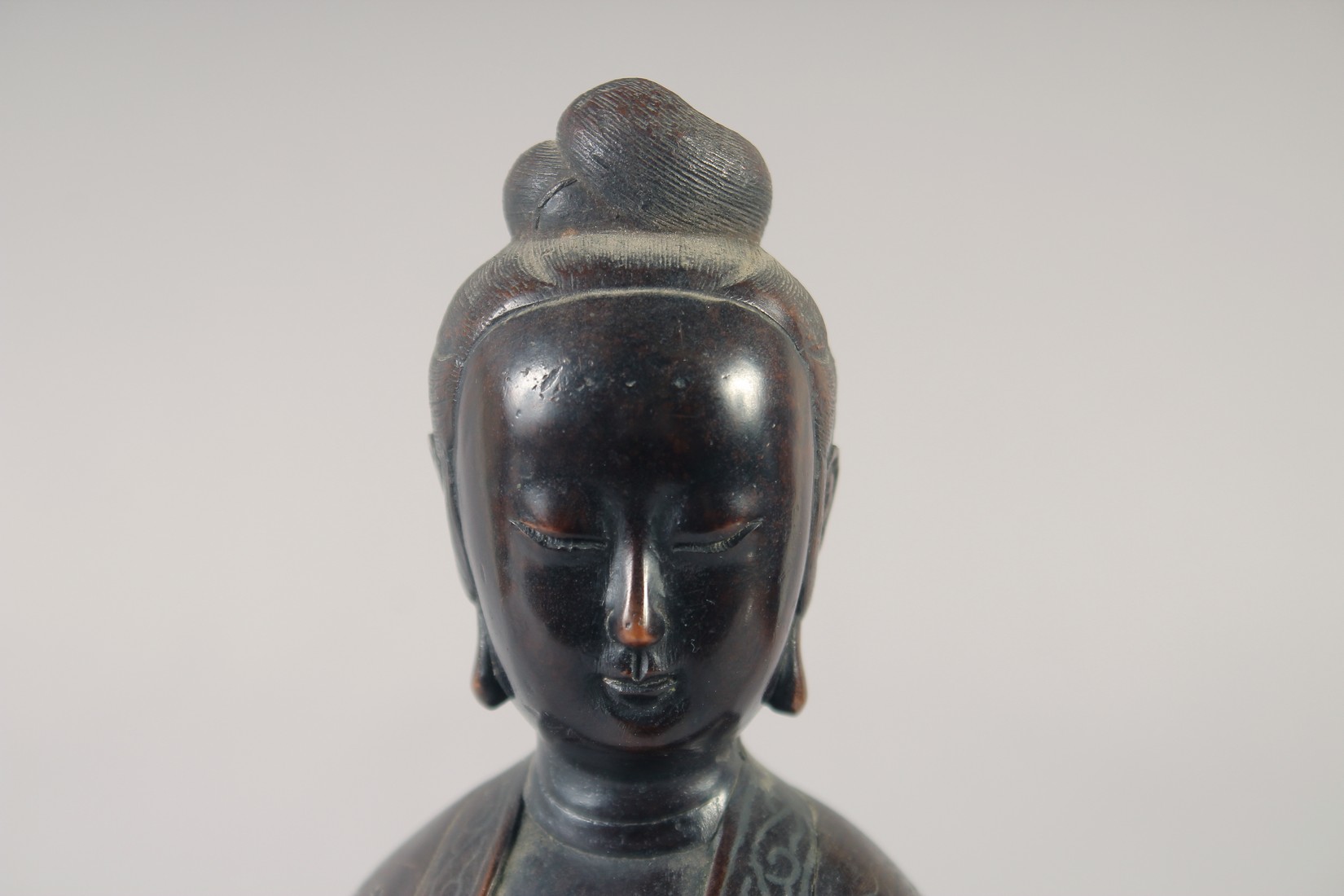 A CHINESE BRONZE FIGURE OF GUANYAN, bearing character mark, 32cm high. - Image 5 of 8