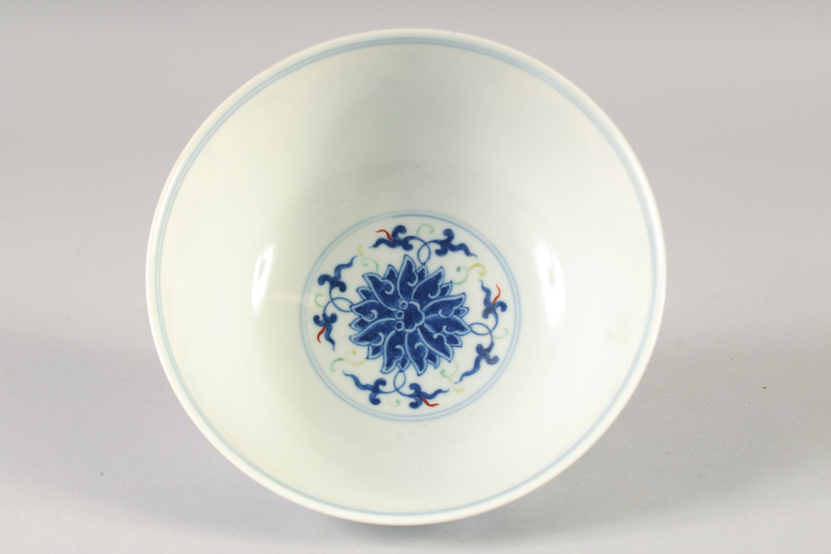 A CHINESE DOUCAI PORCELAIN BOWL, painted with lotus, Guangxu mark to base, 16.5cm diameter. - Image 4 of 7