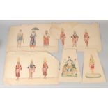 A VERY FINE SET OF FIVE EARLY 19TH CENTURY INDIAN WATERCOLOUR PAINTINGS OF HINDU DEITIES, largest