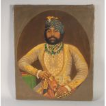 CIRCA 1900, A PORTRAIT OF JASWANT SINGH II OF JODHPUR, oil on canvas, 55 x 46cm, unframed.