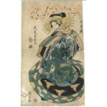EISEN KEISAI (1760-1848): THREE EARLY 20TH CENTURY ORIGINAL JAPANESE WOODBLOCK PRINTS; Edo Beauties,