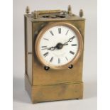 A SMALL 18TH CENTURY FRENCH BRASS CLOCK by LEON CLEMENT BOURGEOIS, a MOREZ DURA, striking on a