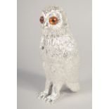 A SILVER PLATED OWL SUGAR SHIFTER. 6ins high.