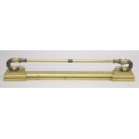 A REGENCY BRASS AND BRONZE FENDER FRONT. 3ft 5ins long, 4ins deep.