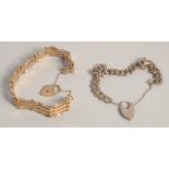 A 9CT GOLD GATE LINK BRACELET and a SMALL 9CT GOLD BRACELET. 21gms.