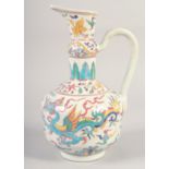 A CHINESE POLYCHROME PORCELAIN EWER with "Kui Dragon" decoration. 31.cm high.