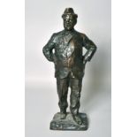 PRINCE PAOLO TROUBETZKOY(1866-1938) RUSSIAN A cast bronze of a man smoking a cigar, signed. H17ins x