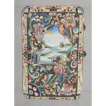 A RUSSIAN SILVER AND CHAMPLEVE ENAMEL CIGARETTE CASE. 11cm x 7cm.