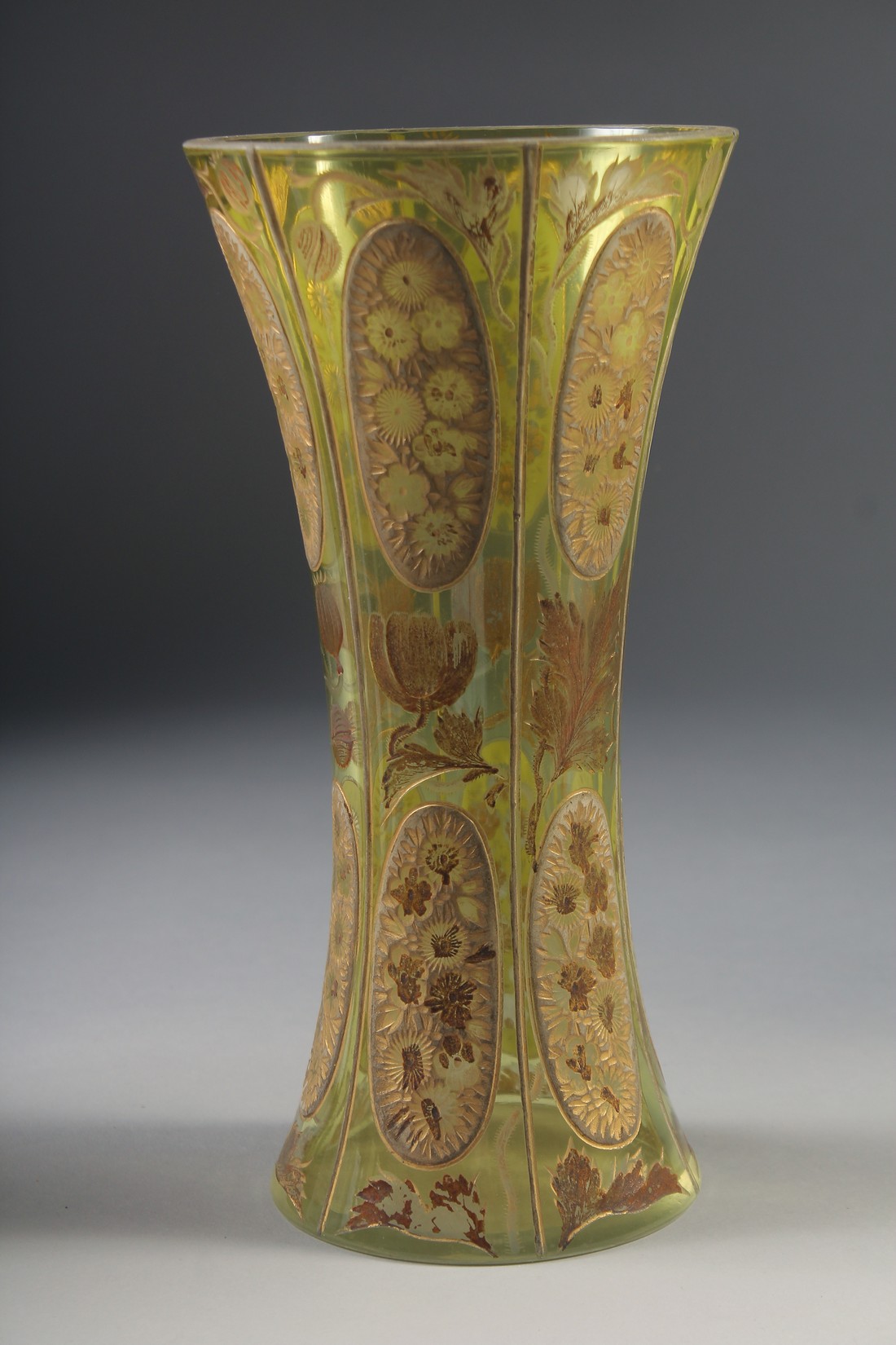 THREE VARIOUS BOHEMIAN GLASS VASES one with a cover. 13ins, 10ins & 9.5ins high. - Image 5 of 6