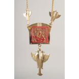 AN EGYPTIAN EAGLE PENDANT AND CHAIN.