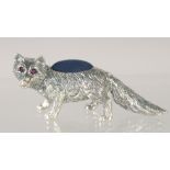 A CAST SILVER FOX PIN CUSHION.2.25ins.