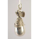 A RUSSIAN SILVER HELMET AND EGG PENDANT.