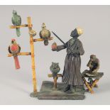 A VIENNA COLD CAST BRONZE "The Parrot Seller". 6.5ins high.