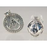 TWO SILVER MASONIC FOBS