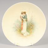 A 19TH CENTURY MINTON PLATE painted with a girl by J. E. Dean, signed.