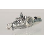 A SILVER DOG WHISTLE. 1.75ins long.