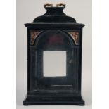 A 17TH - 18TH CENTURY STYLE EBONY CLOCK CASE. 1ft high