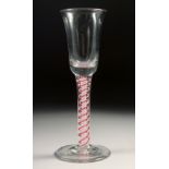 A DUTCH WINE GLASS with coloured twist stem 5.25ins high.