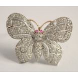 A GOOD DIAMOND SET BUTTERFLY BROOCH in a WORTSKI case.