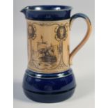 A ROYAL DOULTON STONEWARE JUG, " Nelson and his Captains", 8.5".