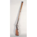 A GERMAN SPORTING RIFLE, circa 1780 converted 1835, .650 octagonal 28.5 in barrel, adjustable fore &