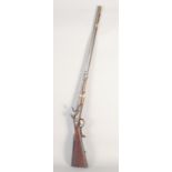 A GERMAN FLINTLOCK SPORTING GUN, circa 1750, Spanish three stage 28 bore 32in barrel, walnut half