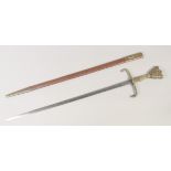 A REPLICA OF A VENETIAN KNIGHTLY SWORD, early 20th century, straight edged slender pointed 29in