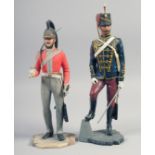 BORDER FINE ARTS, a model of a soldier 80/750, 11", a cast model of a hussar. 12.7", (2).