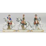A GOOD SET OF THREE SOLDIERS ON HORSEBACK, Davoust, Pully, Bessieres, 10".