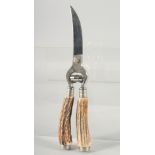 L and S SOLINGEN, a pair of antler handled carving scissors.