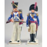 SITZENDORF, A PAIR OF PORCELAIN SOLDIERS, Light Infantry 1830, 56th Reg Of Foot, 8" and 7.5".
