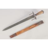 A REPLICA OF A SHORT SWORD, early 20th century, double edged tapering pointed 17.5 in blade, hilt