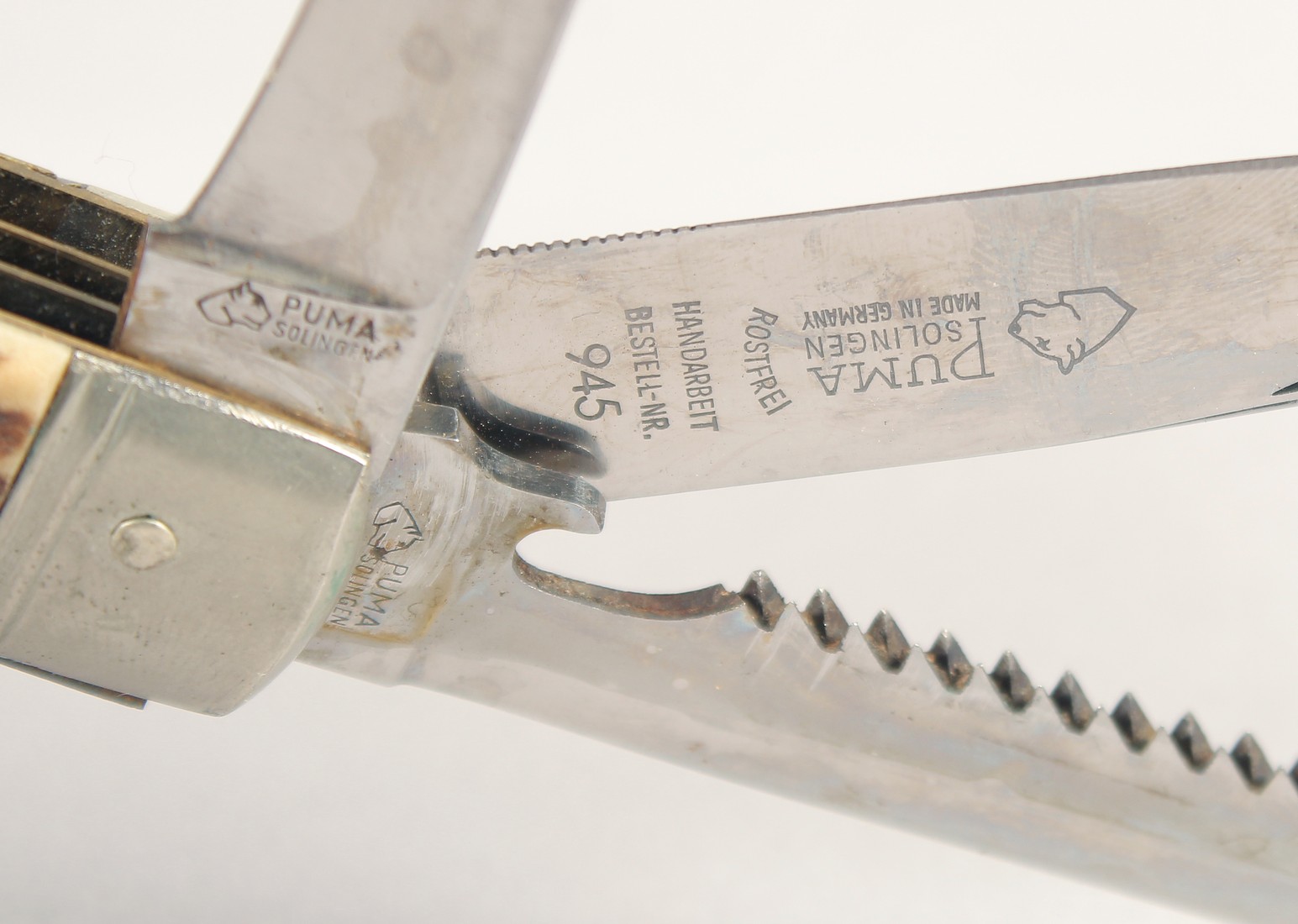 A PUMA ROSTFREI COMBINATION POCKET KNIFE, with antler handle, 4.5" long. - Image 2 of 3