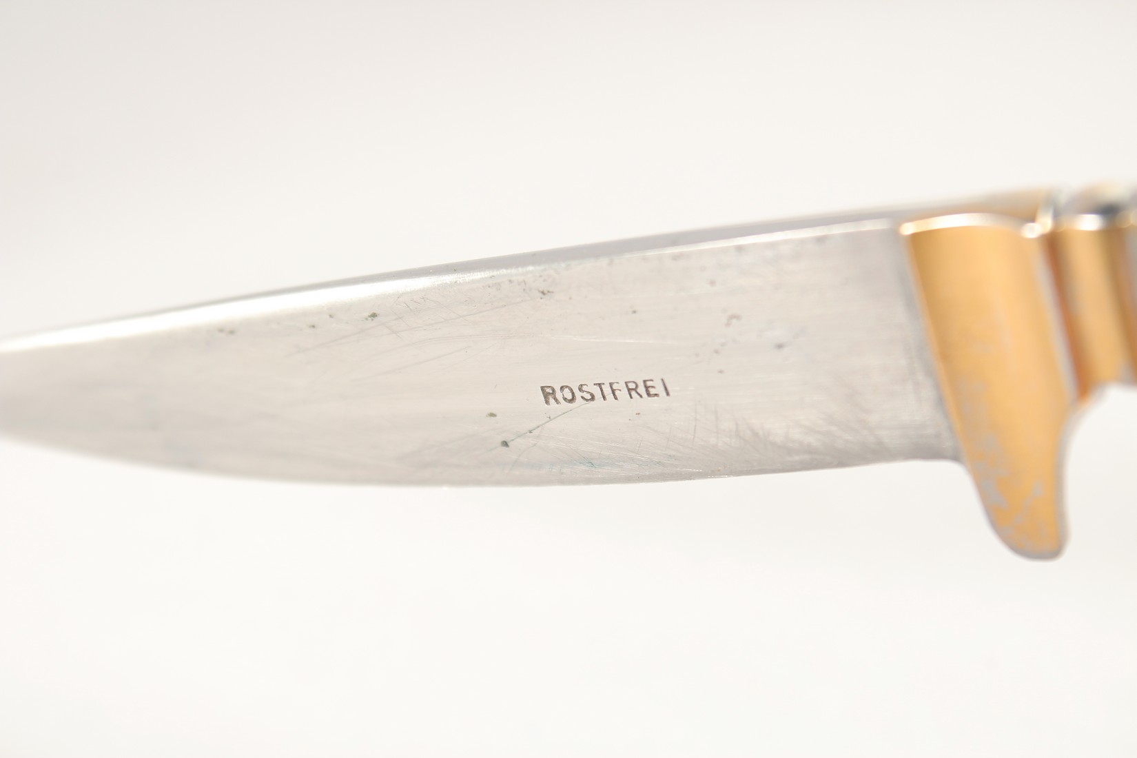 A ROSTFREI KNIFE, with antler handle, in a sheath, 7.5" long. - Image 2 of 4